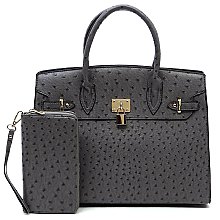 2- in -1 Ostrich Pad-lock Satchel