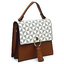 Monogram Ring Tassel Flap Satchel