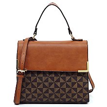 Triangle Checkered Monogram Top Handle Satchel