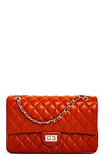 STITCHED SATCHEL WITH LINKED CHAIN