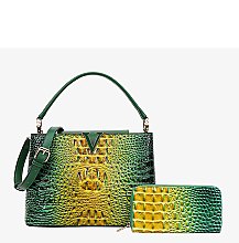 2 In1 Croc -V- Emblem Bucket Handbag with Wallet
