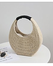 Knitted Straw Carry Satchel Basket Bag