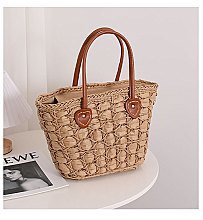 Shoulder Straw Beaded Hand Tote Bag