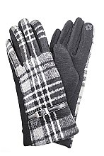 Pack of 12 Fashion Assorted Plaid Pattern Touch Screen Gloves