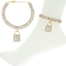 CRYSTAL TRENDY LOCK CHAIN ANKLET