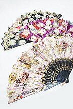 PACK OF 12 Flower Print Hand Folding Fan - Party Favor