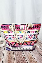 Pack of 12 Aztec Print Canvas Tote Bag - Summer Beach Bags