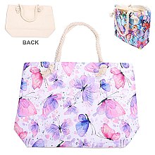 Butterfly Print Canvas Rope Handle Shopper Tote