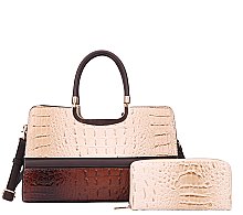 2 In 1 Crocodile Satchel Wallet Set - High Quality