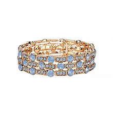 Fashion Stone Circle and Rectangle Metal Stretch Bracelet
