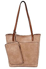 2-in-1 Stiched Fashion Front Pocket Shoulder Bag