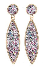 PACK OF 12 TRENDY ASSORTED COLOR GLITTER DANGLE EARRING
