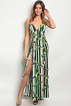 Sleeveless V-neck Printed Side Slit Maxi Dress - Pack of 6 Pieces