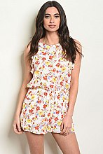 Sleeveless Fluffy Sides Floral Romper - Pack of 6 Pieces