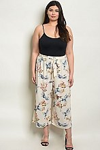 Plus Size Fitted Waist Printed Wide Leg Trousers - Pack of 6 Pieces