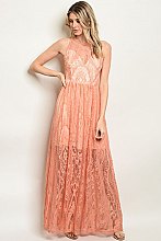 Sleeveless Full Lace Maxi Dress - Pack of 6 Pieces