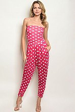 Sleeveless Polka Dot Jersey Jumpsuit - Pack of 6 Pieces