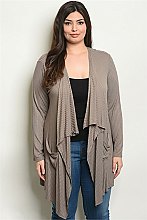 Plus Size Long Sleeve Open Front Jersey Cardigan - Pack of 6 Pieces