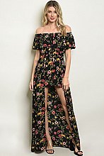 Floral Print Off the Shoulder Ruffle Sheath Jumpsuit - Pack of 6 Pieces