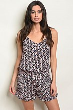 Sleeveless Animal Printed Smocked Waist Romper - Pack of 6 Pieces