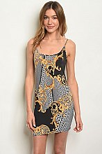 Sleeveless Scoop Neck Chain Print Bodycon Dress - Pack of 6 Pieces
