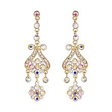 Classy Chandelier Flower Drop Rhinestone Earrings SLE1628