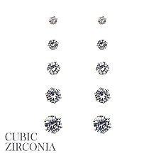 Chic Cubic Zirconia 3/4/5/6/7mm 5pair Earring
