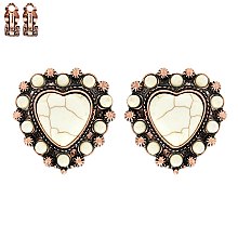 CHARMING WESTERN HEART CLIP ON EARRINGS