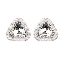 Trendy Triangle Gem with Pearl Stud Earrings SLEQ150