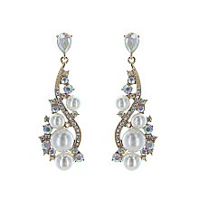 Elegant Multi Color Stones w/ Pearls Earrings SLEY7113
