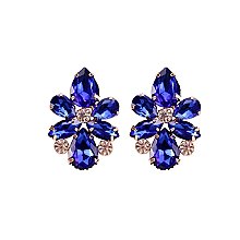 FASHIONABLE FLOWER RHINESTONE EARRING W/ GEMS SLEY7964