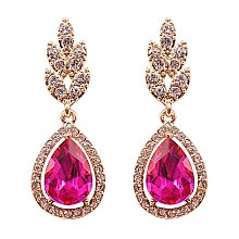 FASHIONABLE ELEGANT LEAF TEARDROP STONE EARRING SLEY8432