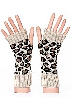 PACK OF 12 ASSORTED COLOR LEOPARD KNITTED GLOVES