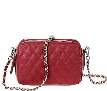 QUILTED CUTE CROSSBODY BAG WITH LINKED CHAIN
