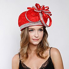 Lady Beret Hat with Loopy Bow and Stone Trim