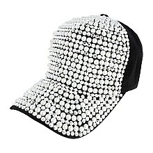 STYLISH PEARL AND RHINESTONE BASEBALL CAP