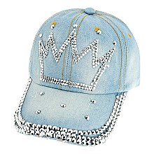 Crystal Crown Denim Cap