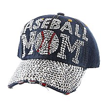 BASEBALL MOM Denim Bling Stone Bill Baseball Cap