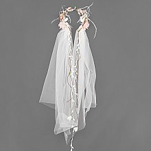 FASHIONABLE BRIDAL FLORAL HAIR VEIL W/ WILDFLOWERS & FEATHERS SLHTH1024