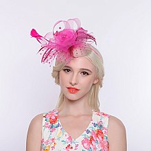 Fashionable Dotted Ruffle Mesh Floral Feather Fascinator