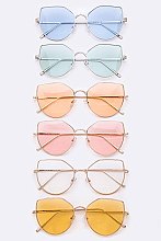 Pack of 12 Pieces Light Color Tint Iconic Cat Eye Sunglasses