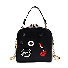 LIPSTICK & KISS ACCENT Metal Frame Satchel