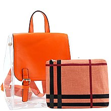 2 in 1 Convertible Transparent Clear Plaid Print Backpack