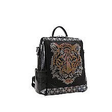 Tiger Face Rhinestone Real Leather Backpacks