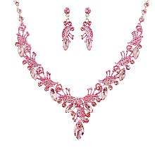 Dazzling Crystal Rhinestone V-shape Necklace Earring Set