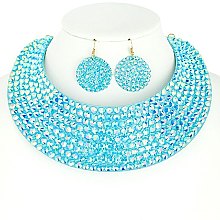 RHINESTONE BIB CHOKER STATEMENT NECKLACE SET