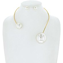 2 PEARL-ENDS METAL CORD NECKLACE SET