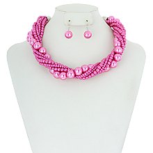 STYLISH MULTI STRAND TWISTED PEARL NECKLACE