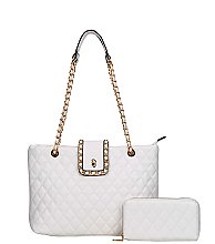 Quilted Chain Accent Shoulder Bag SET