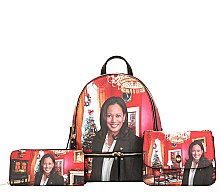 3 IN 1 KAMALA HARRIS BACKPACK WALLET & CROSS-BODY SET